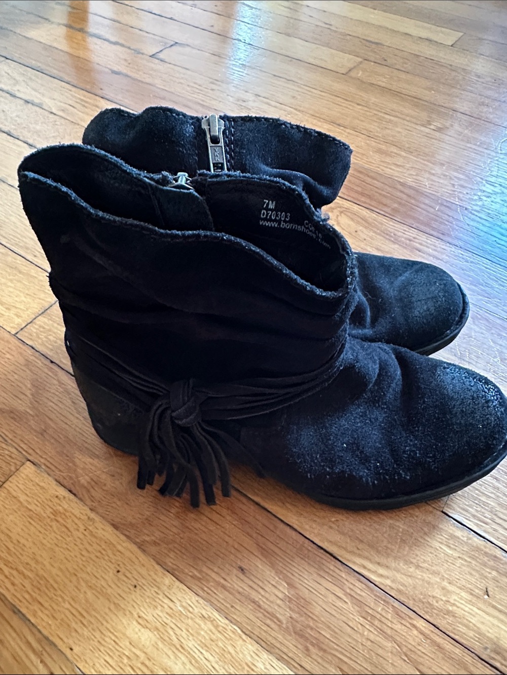 Born Black Suede Ankle Boots with Fringe Wrap